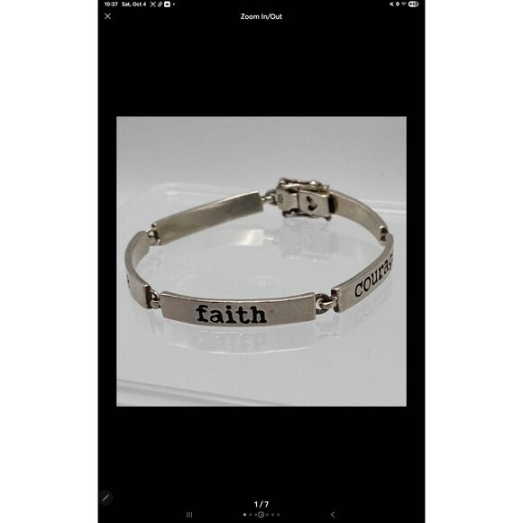 Truth~Grace~Faith~Courage~Wisdom 925 Sterling Silver Link Bracelet - Picture 3 of 11
